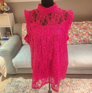Shannon Ford New York Red Lace Women's Top Size XL